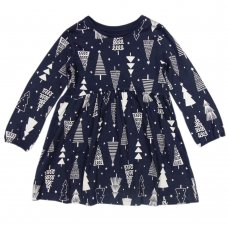 GX460: Girls Charcoal Christmas Print Dress (3-4 Years)